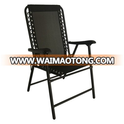 Black Teslin Folding Steel Chair with Armrest